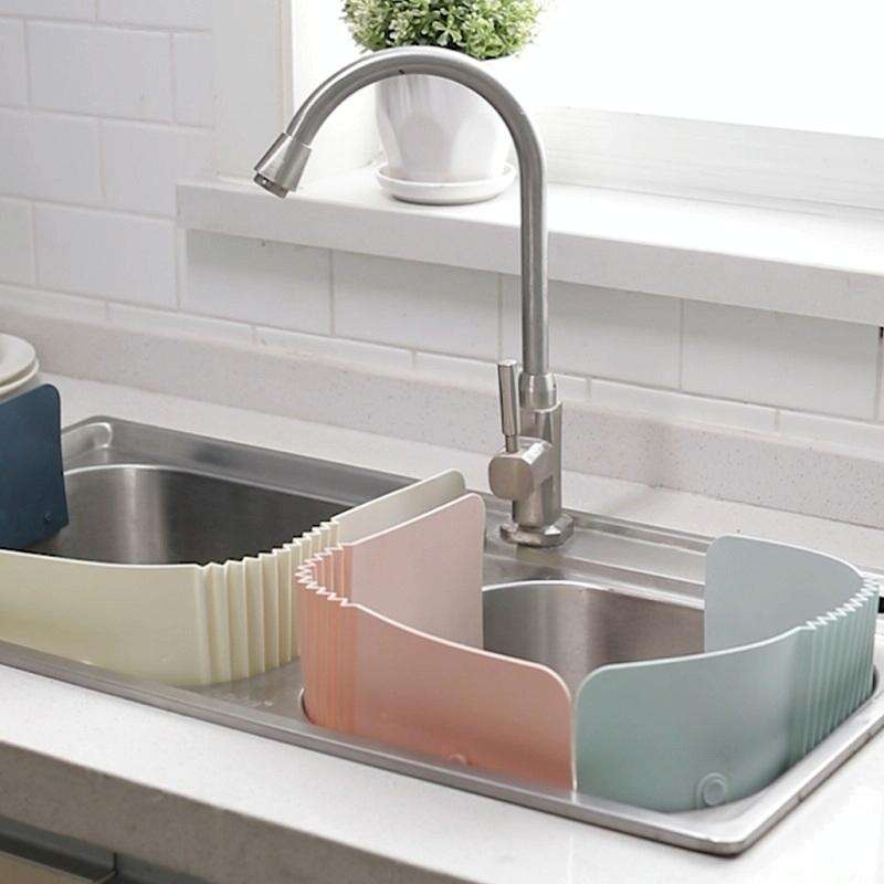 2 PCS Sink Foldable Flaps Kitchen Suction Cup Splash-Proof Flaps(Navy Blue)