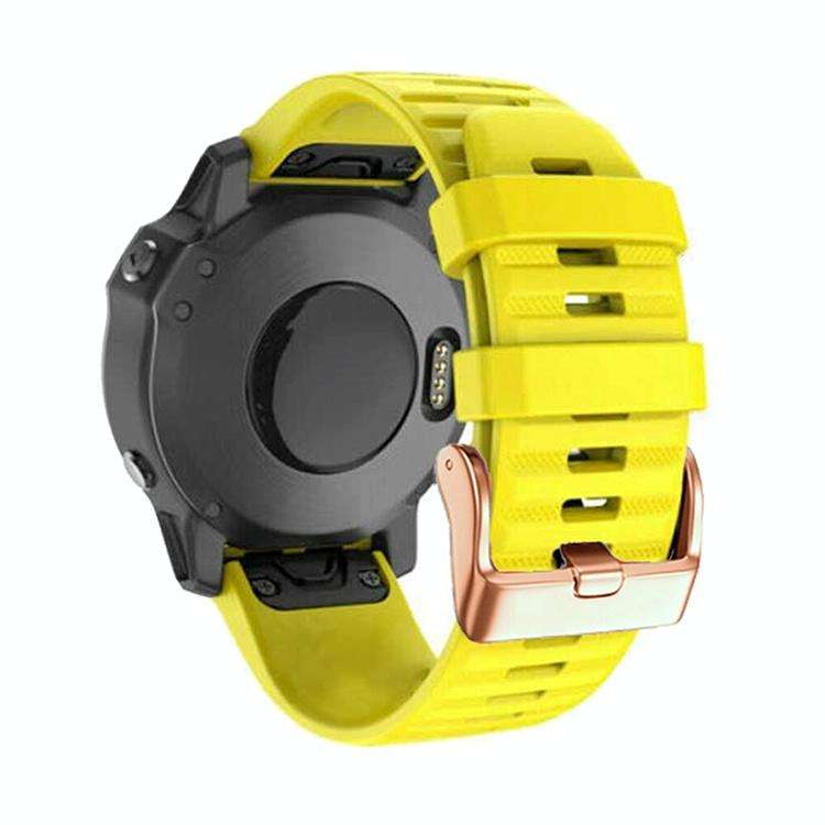 For Garmin Fenix 7S / 6S Pro / 5S Plus 20mm Rose Gold Buckle Quick Release Silicone Watch Band(Ye...