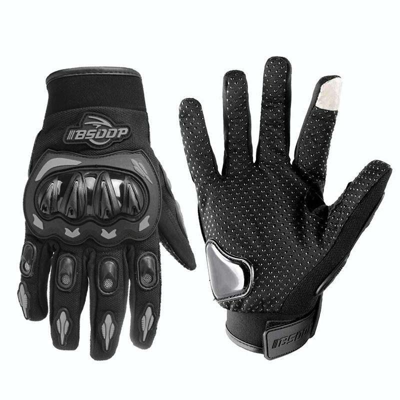 BSDDP RH-A0107 Motorcycle Riding Anti-Fall Full Finger Gloves, Size: L(Black+Grey)