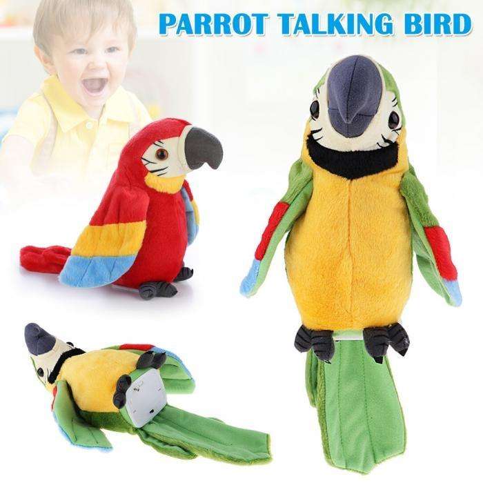 Plush Toy Parrots Recording Talking Parrots Will Twist the Fan Wings Children Toys, Size:Height 1...
