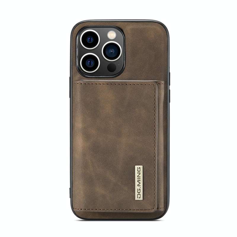 For iPhone 14 Pro DG.MING M1 Series 3-Fold Multi Card Wallet Leather Case(Coffee)