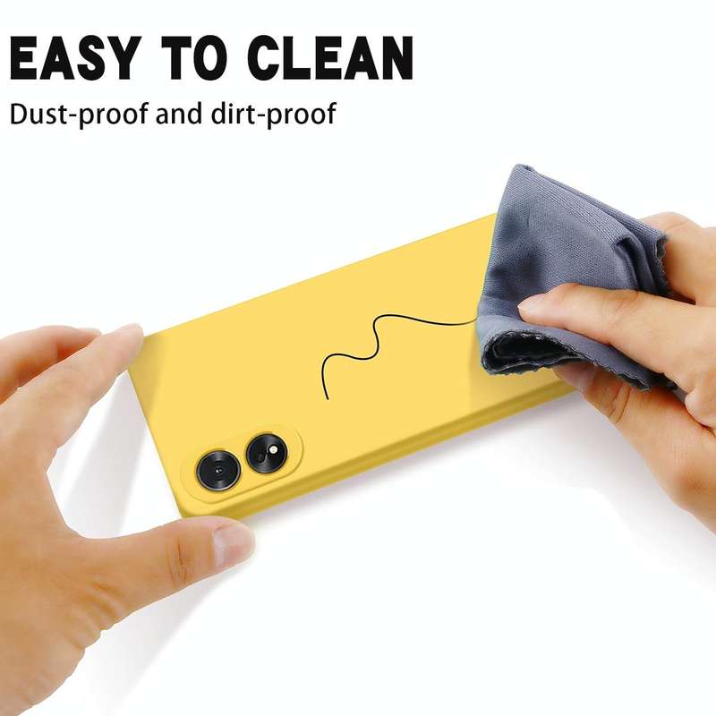 For OPPO A38 / A18 4G Pure Color Liquid Silicone Shockproof Phone Case(Yellow)