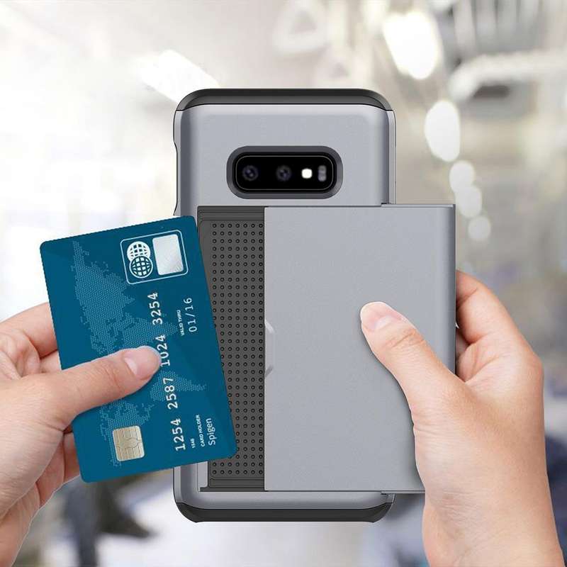 Shockproof Rugged Armor Protective Case for Galaxy S10e, with Card Slot(Grey)