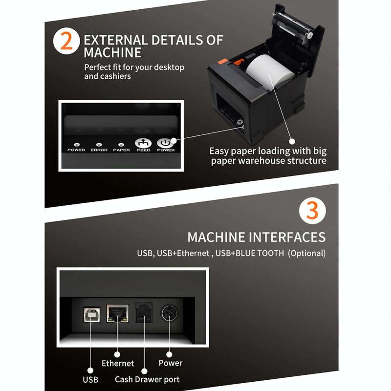 ZJ-8360 USB Auto-cutter 80mm Thermal Receipt Printer(EU Plug)