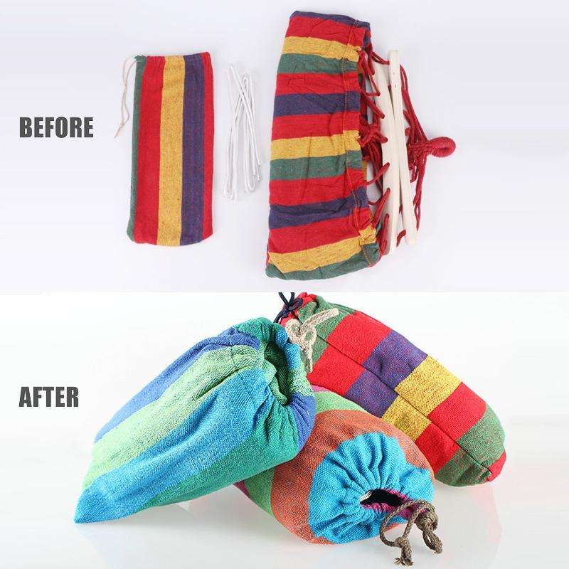 Outdoor Rollover-resistant Single Person Canvas Hammock Portable Beach Swing Bed with Wooden Stic...