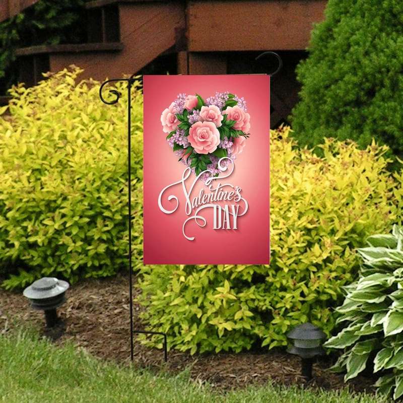 2 PCS Valentine Day Garden Flag Festive Atmosphere Garden Banner(QR011)