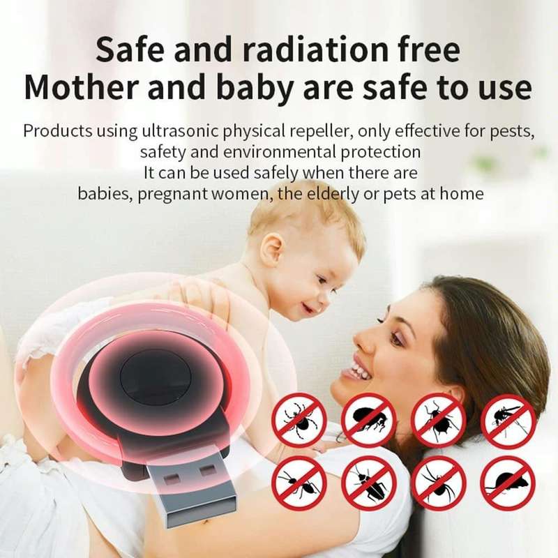 USB Car Mouse Repellent Ultrasonic Mosquito Insect Repellent With Atmosphere Light( White)