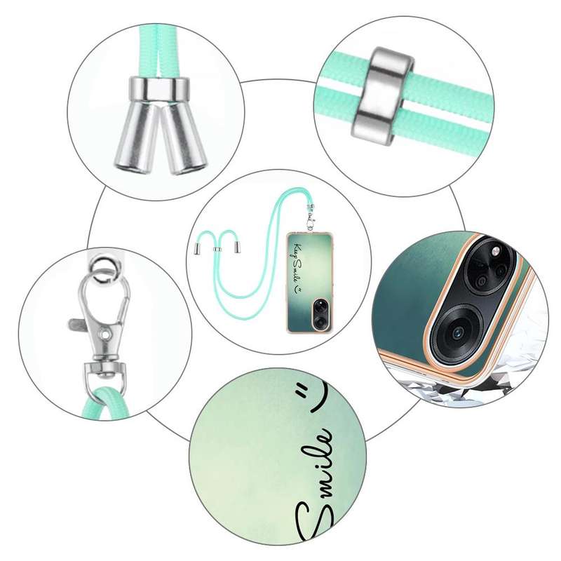 For OPPO A98 Electroplating Dual-side IMD Phone Case with Lanyard(Smile)