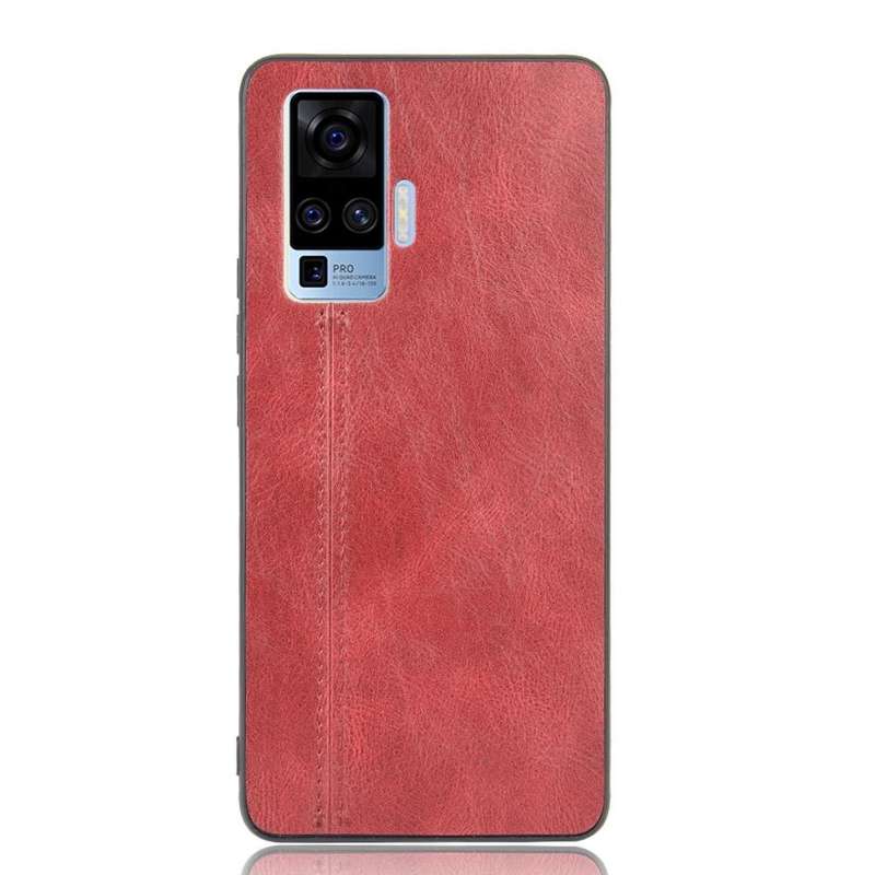 For Vivo X50 Pro Shockproof Sewing Cow Pattern Skin PC + PU + TPU Case(Red)