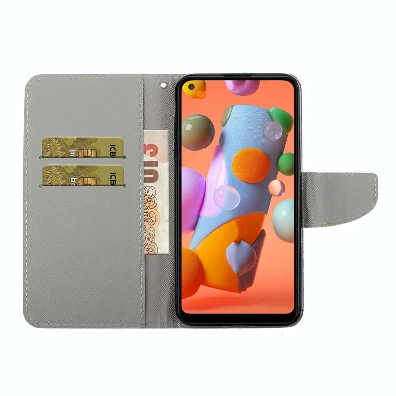 For Samsung Galaxy A21s Colored Drawing Pattern Horizontal Flip Leather Case with Holder & Card S...