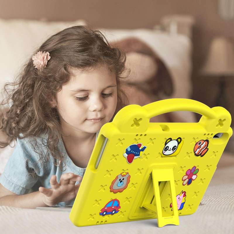 For Huawei MediaPad T5 10.1 Handle Kickstand Children EVA Shockproof Tablet Case(Yellow)