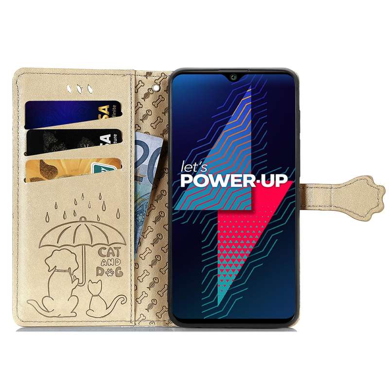 For Wiko Power U30 Cat and Dog Embossed Horizontal Flip Phone Leather Case with Holder & Card Slo...