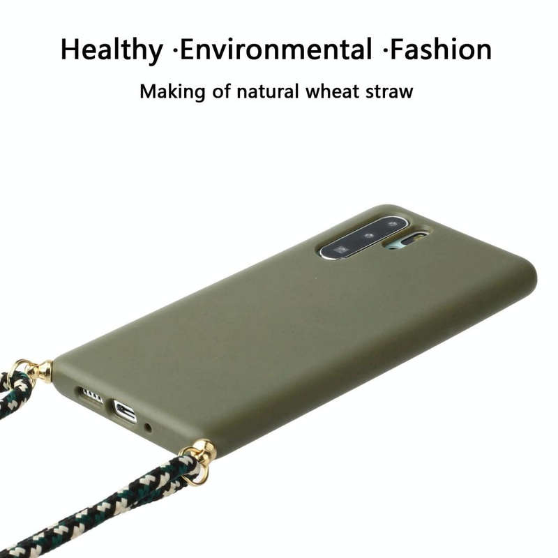 For Huawei P30 Pro Wheat Straw Material + TPU Protective Case with Lanyard(Army Green)