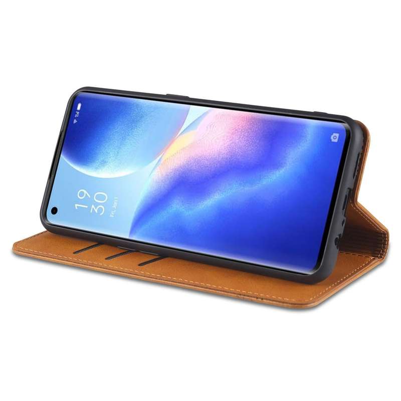 For Oppo Reno5 5G AZNS Magnetic Calf Texture Horizontal Flip Leather Case with Card Slots & Holde...