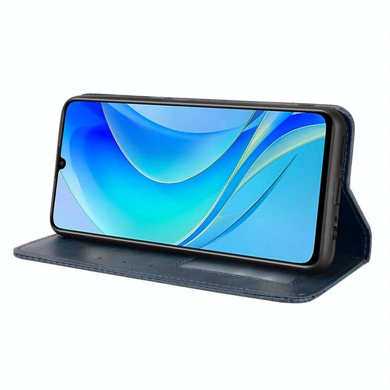 For Huawei nova Y70 / nova Y70 Plus Magnetic Buckle Retro Texture Leather Phone Case(Blue)
