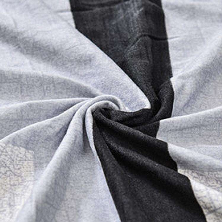 Double Seat Full Coverage Elastic Non-slip Sofa Cover(Black Gray Grid)