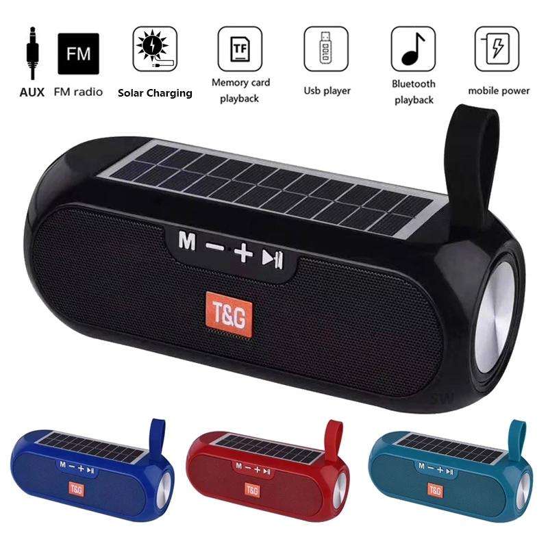 T&G TG182 Portable Column Wireless Stereo Music Box Solar Power waterproof USB AUX FM radio super...