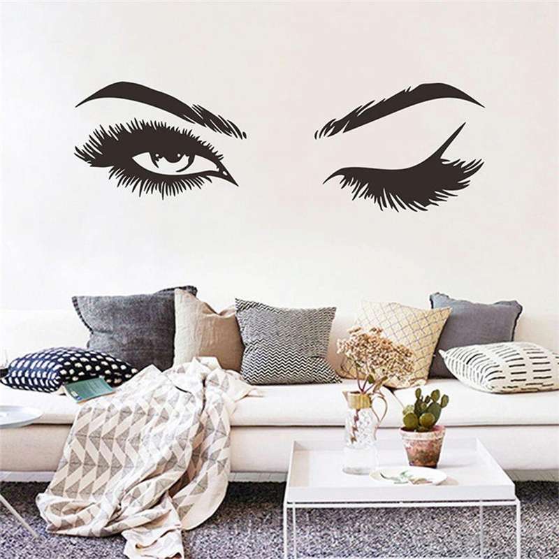 2 PCS/Set Makeup Shop Beauty Studio Decoration Personality Eyebrow Wall Sticker, Size:57x19cm(Black)