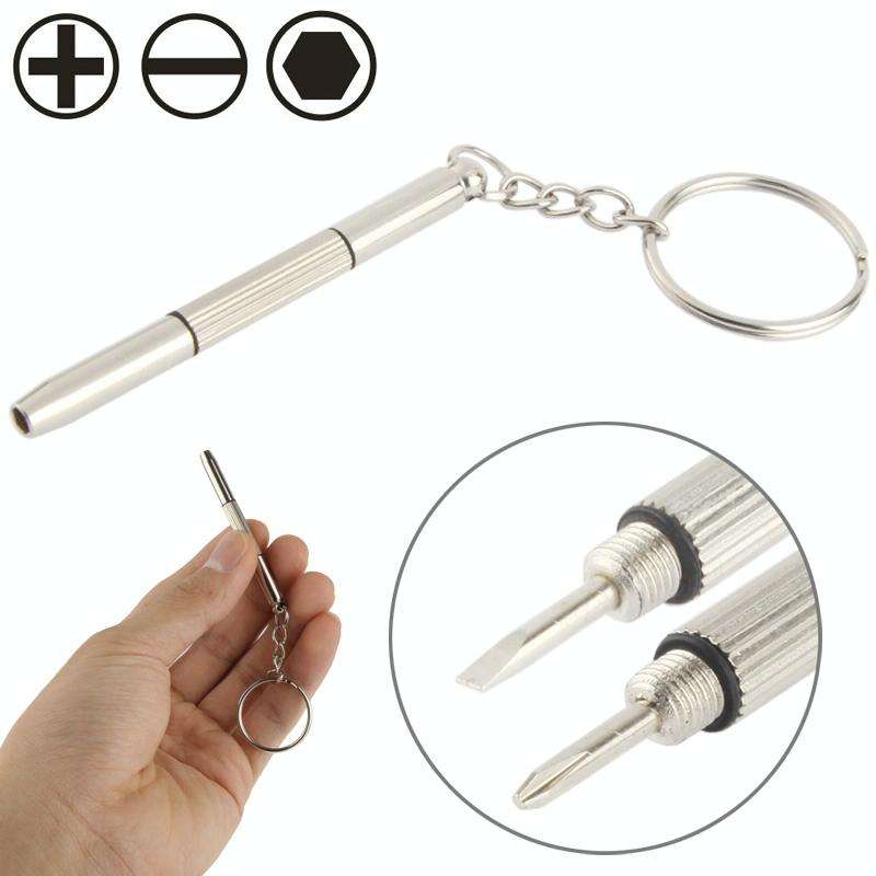 3 in 1 Professional Mini Screwdriver Repair Tool with Keychain for Watch / Mobile Phone / Camera ...