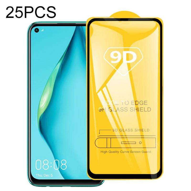 For Huawei P40 Lite 25 PCS 9D Full Glue Full Screen Tempered Glass Film