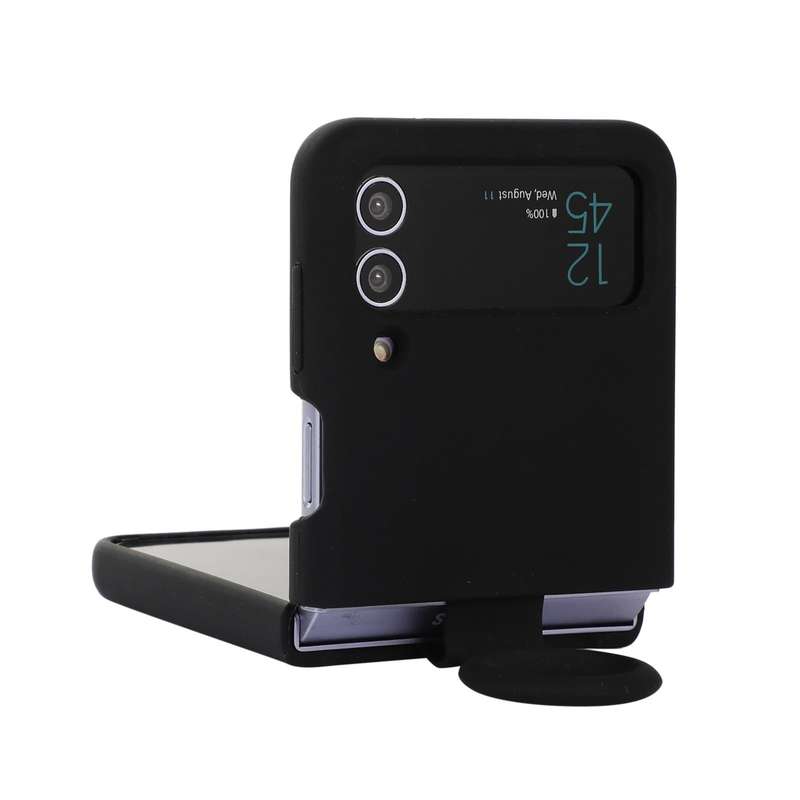 For Samsung Galaxy Flip 3 Silicone Integrated Ring Buckle Phone Case(Black)