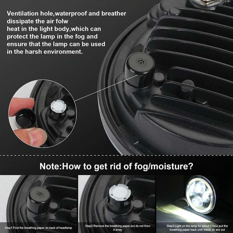 EagleVision DC9-30V 35W 6000K 4000LM 5.75 inch Round Motorcycle LED Headlight with Angel Eye for ...