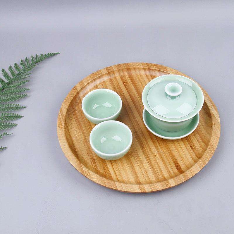 Household Creative Simple Round Bamboo Tea Tray Mini Tea Table, Diameter: 20cm