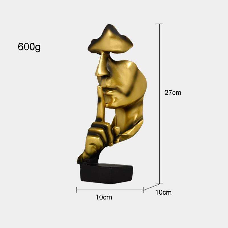 Silence Is Gold Abstract Statue Resin Desktop Decoration(Black)