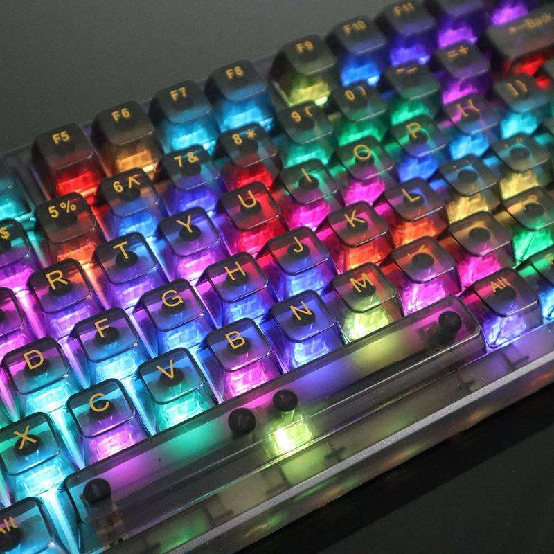 130 Keys MDA Height Mechanical Keyboard Transparent Keycap(Black Transparent)