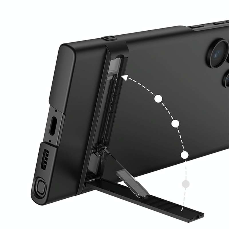 For Samsung Galaxy S23 Ultra 5G GKK Triumph Ultra Thin Full Coverage Phone Case with Stand(Black)