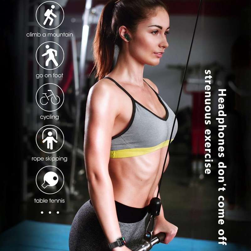 S6 TWS Earphone 1.91 inch Smart Bracelet Support Bluetooth Call / Health Monitoring(Black)