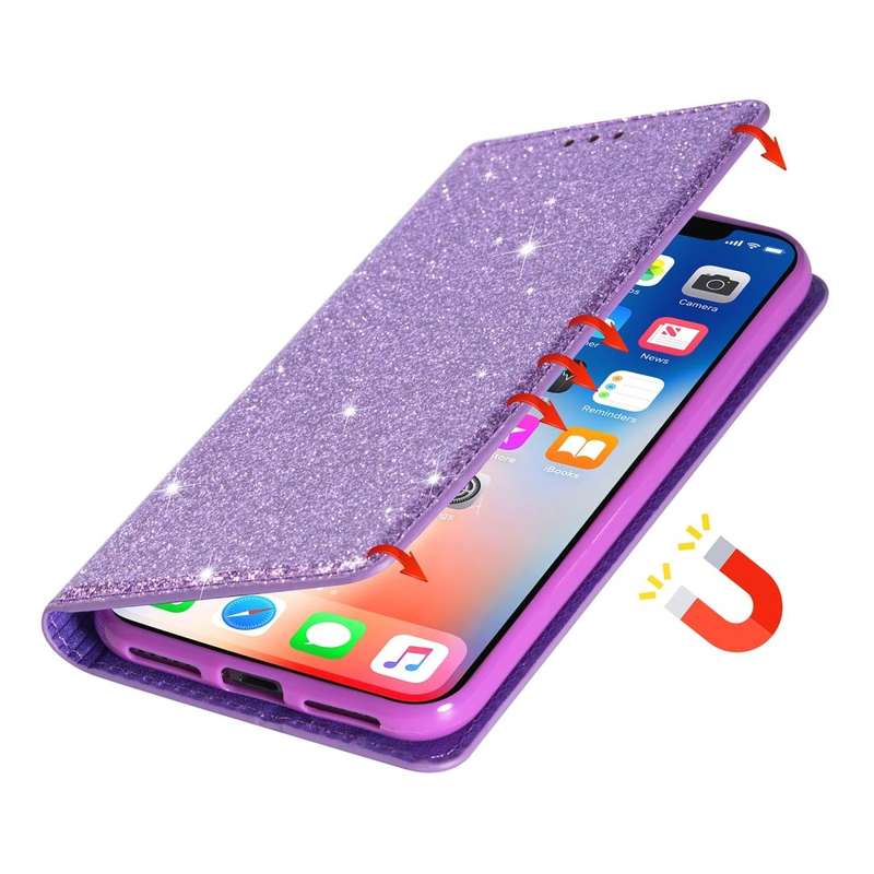 For Samsung Galaxy Note 9 Ultrathin Glitter Magnetic Horizontal Flip Leather Case with Holder & C...
