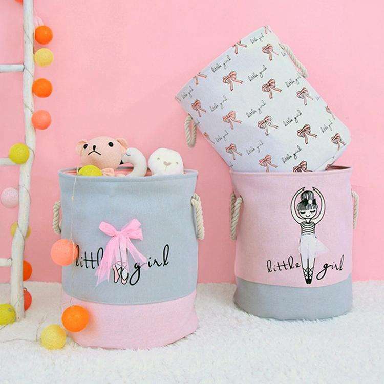 Oxford Foldable Laundry Basket Dirty Clothes Baskets Bag Organizer Toys Storage Bag(Grey Pink)