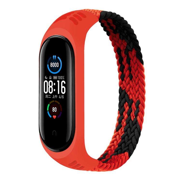 For Xiaomi Mi Band 6 / 5 / 4 / 3 Universal Nylon Elasticity Weave Watch Band, Size:M 160mm(Red Bl...