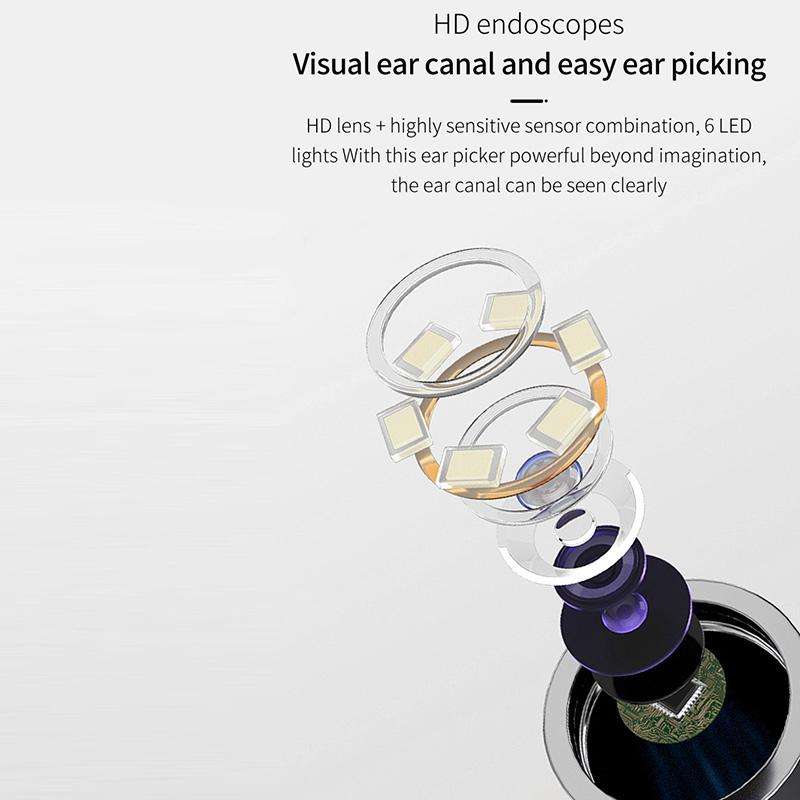 T6 Portable Wireless Smart Visual Earpick Earwax Removal Tool(Black)
