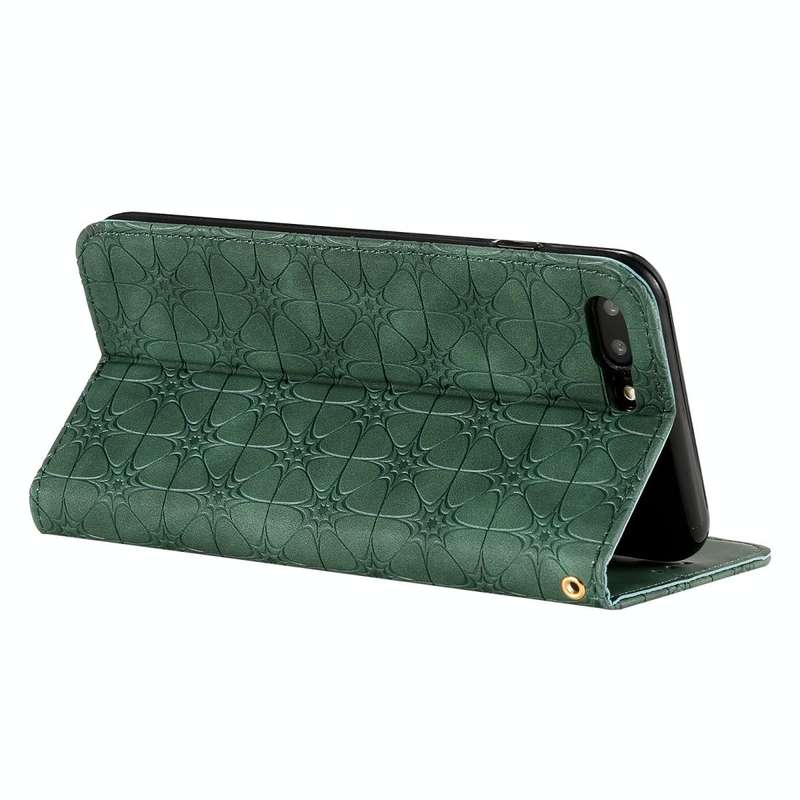 For iPhone 7 Plus / 8 Plus Lucky Flowers Embossing Pattern Magnetic Horizontal Flip Leather Case ...