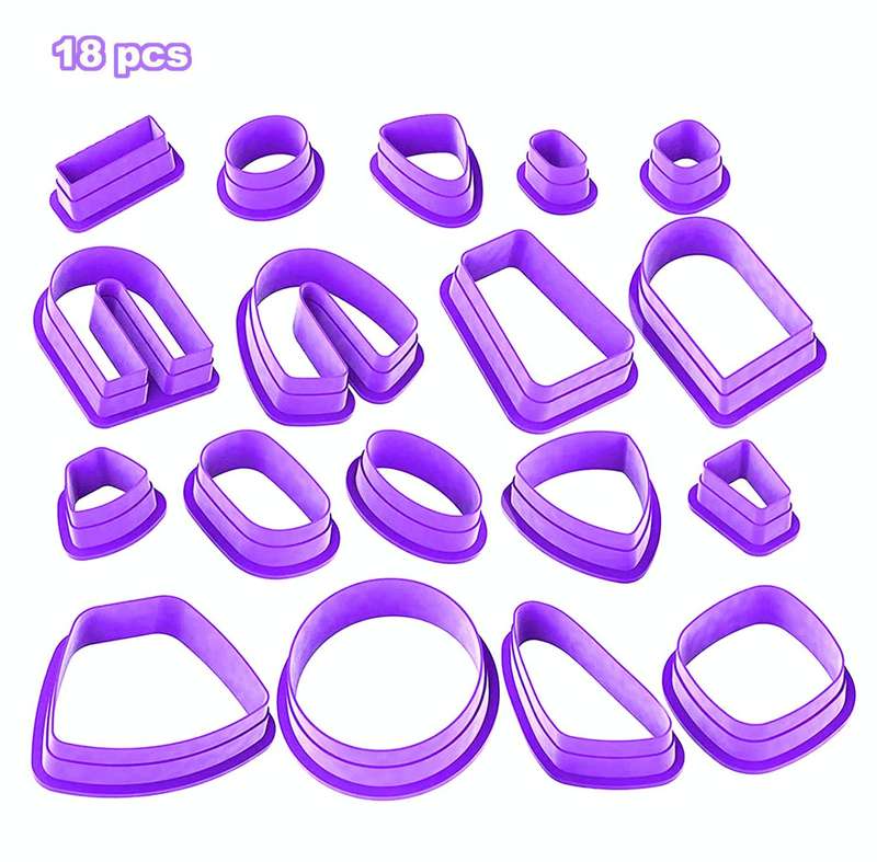 18 In 1 Soft Clay Earring Molds DIY Handmade Clay Cutter Clay Earrings Making Molds(Purple)