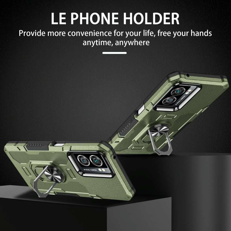 For OPPO A57 5G Ring Holder Armor Hybrid Phone Case(Green)