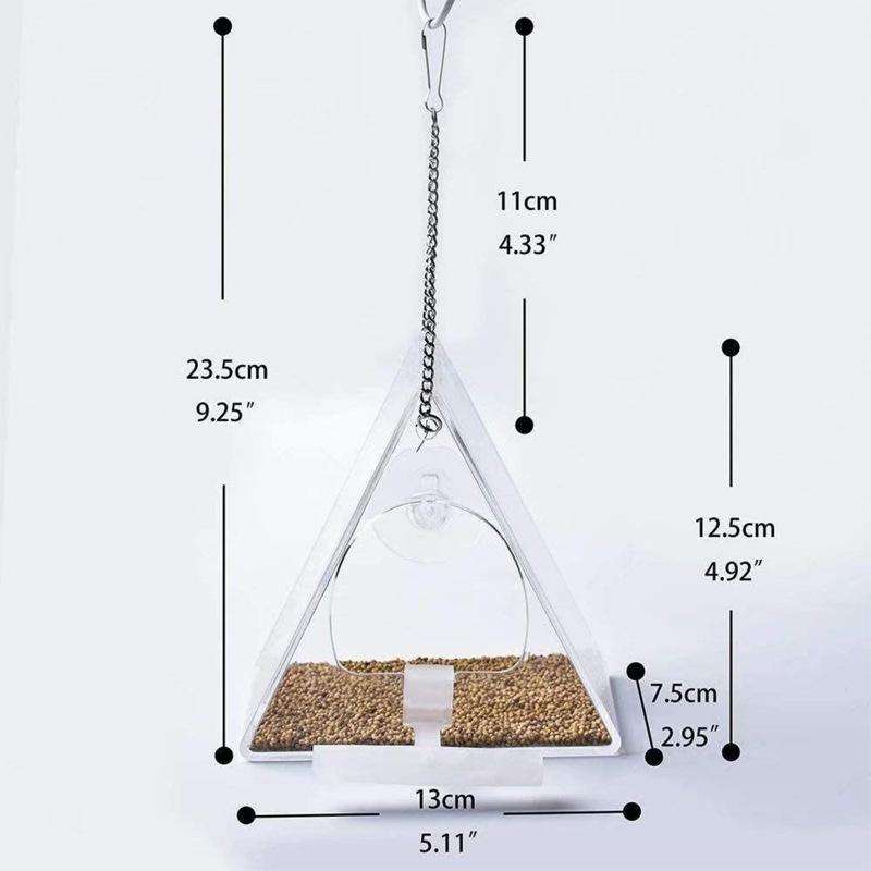 Acrylic Bird Cage Transparent Pet Box Triangle Bird Feeder