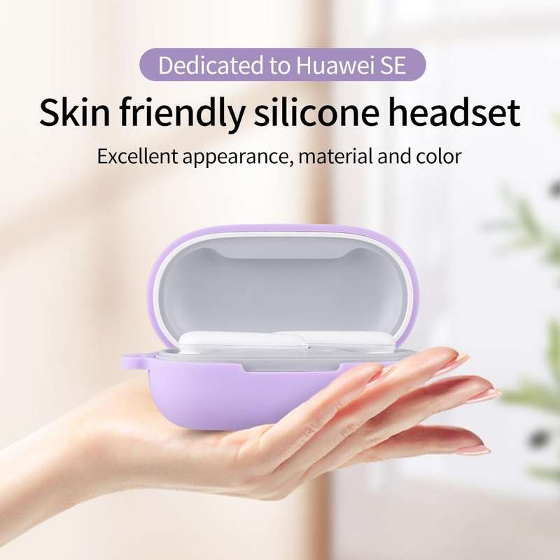 For Huawei FreeBuds SE Pure Color Bluetooth Earphone Silicone Case with Hook(Sky Blue)