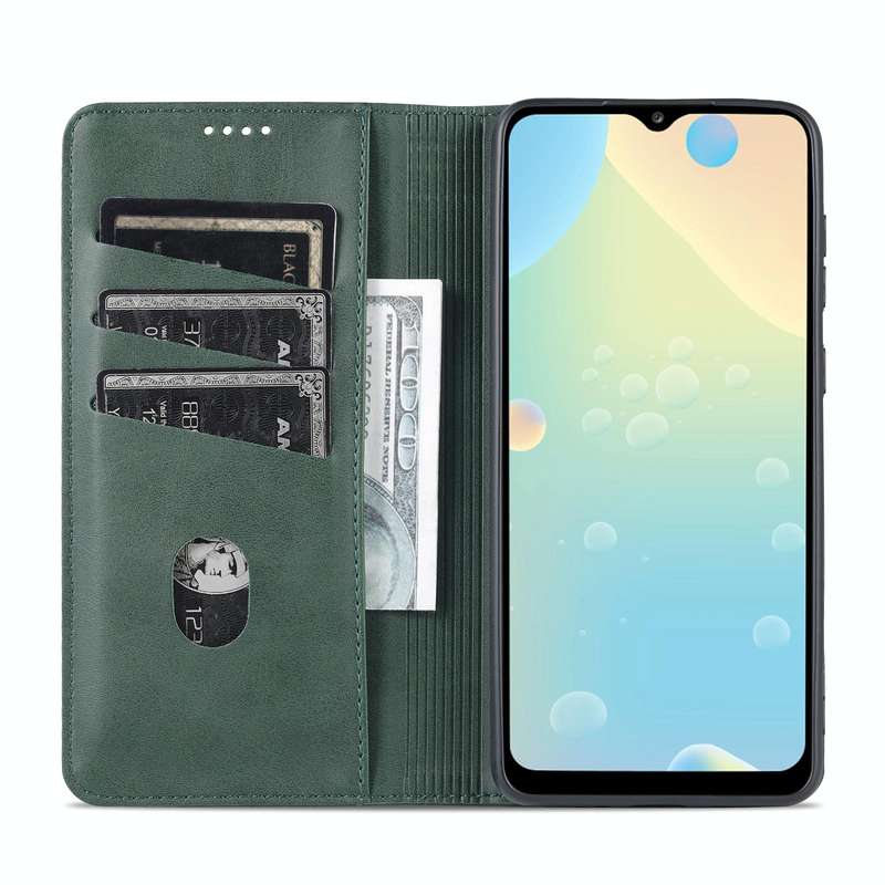 For Samsung Galaxy A33 5G AZNS Magnetic Calf Texture Horizontal Flip Leather Phone Case(Dark Green)