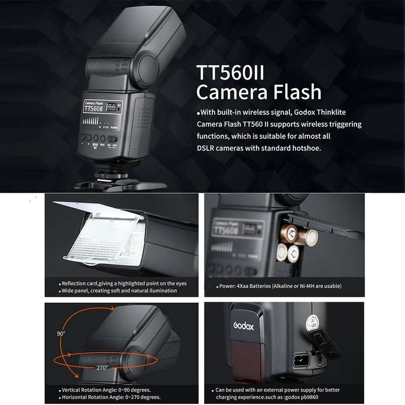 Godox TT560II Wireless 433MHz GN38 Camera Flash Speedlite Light (Black)