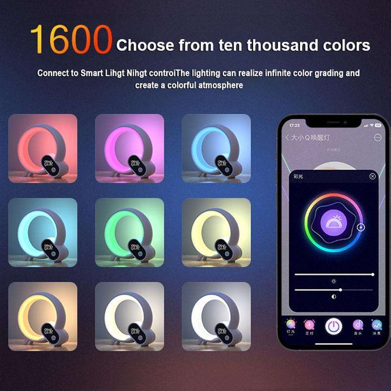 Multi-Functional RGBW Atmosphere Light Bluetooth Speaker Sunrise Wake-Up Lamp Digital Display Ala...