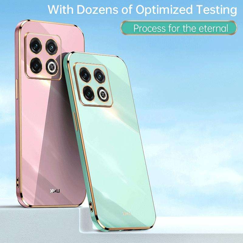 For OnePlus 10 Pro XINLI Straight 6D Plating Gold Edge TPU Phone Case(Black)