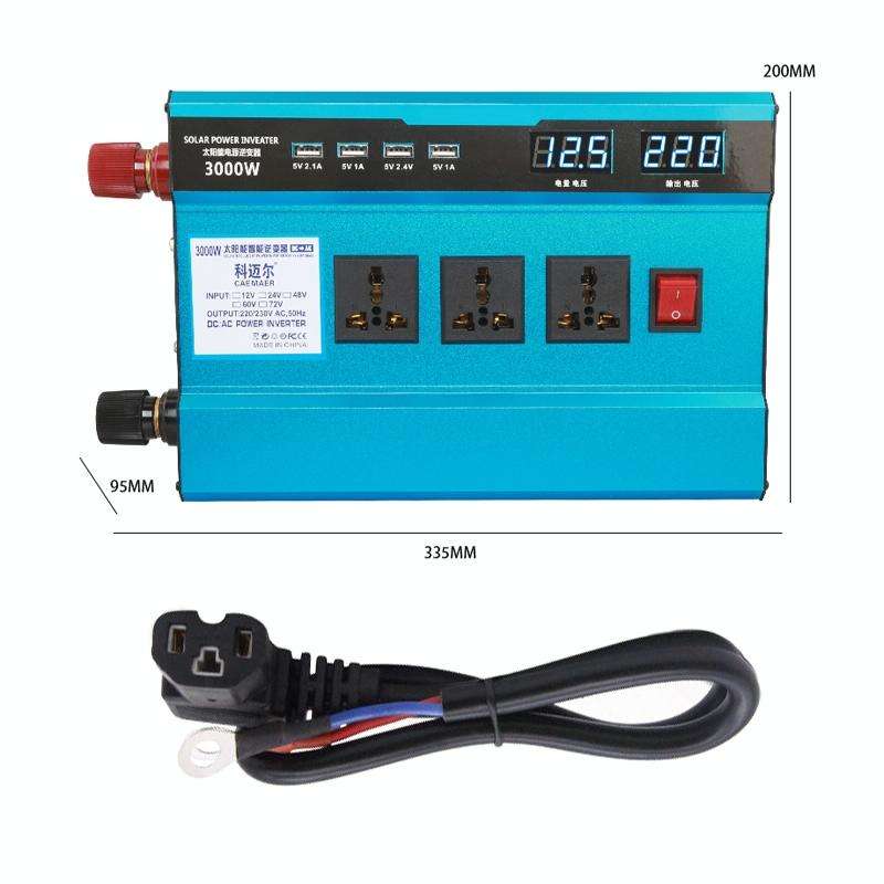 Carmaer 48V to 220V 3000W Intelligent Fan Car Double Digital Display Inverter Household Power Con...