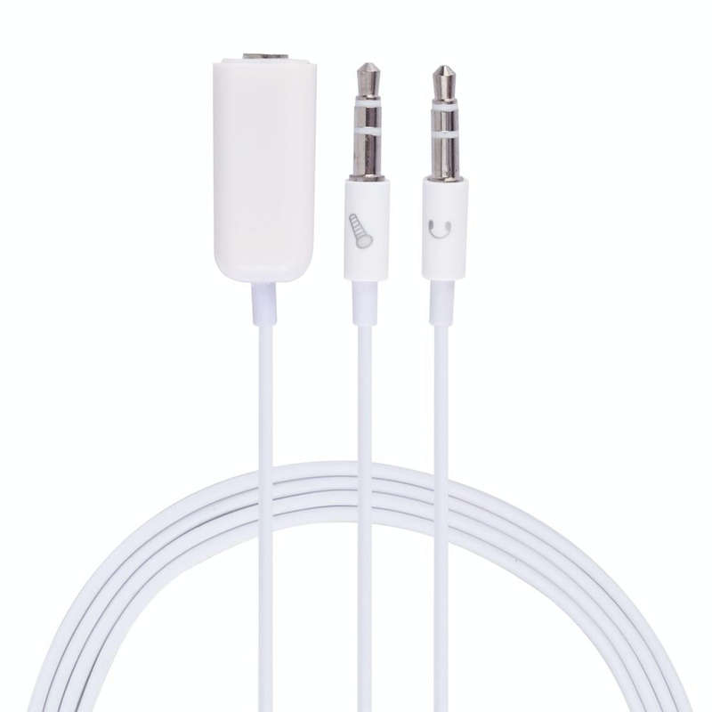 3.5mm Female to 3.5mm Male Microphone Jack + 3.5mm Male Earphone Jack Adapter Cable for Apple Com...