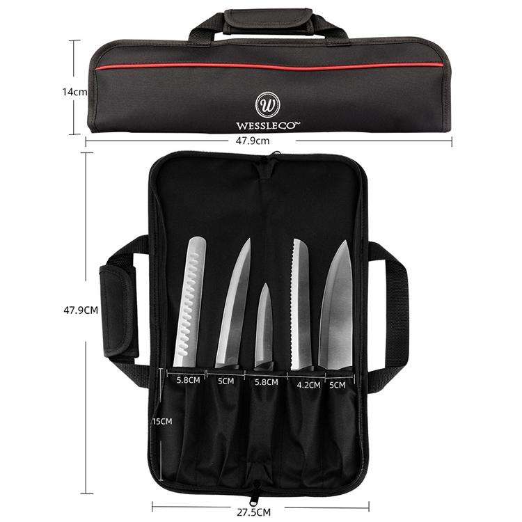 WESSLECO Kitchen Cutter Storage Bag Portable Knife Tool Bag(Red)