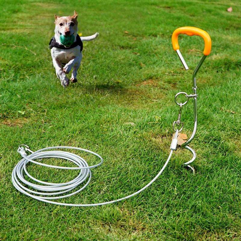 Outdoor Pet Leash Stainless Steel Ground Nail Fixing Bolt, Specification Upgrade + Wire Rope