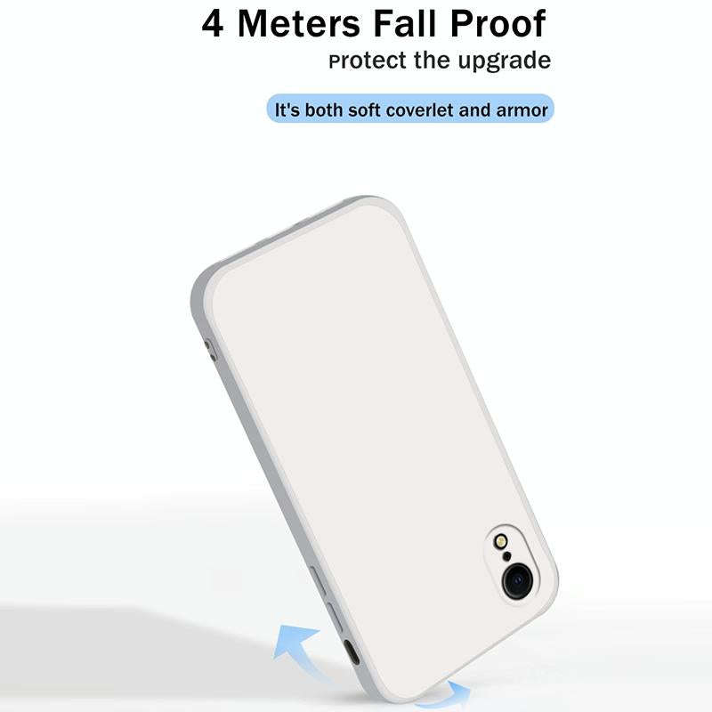 For iPhone XR Solid Color Imitation Liquid Silicone Straight Edge Dropproof Full Coverage Protect...