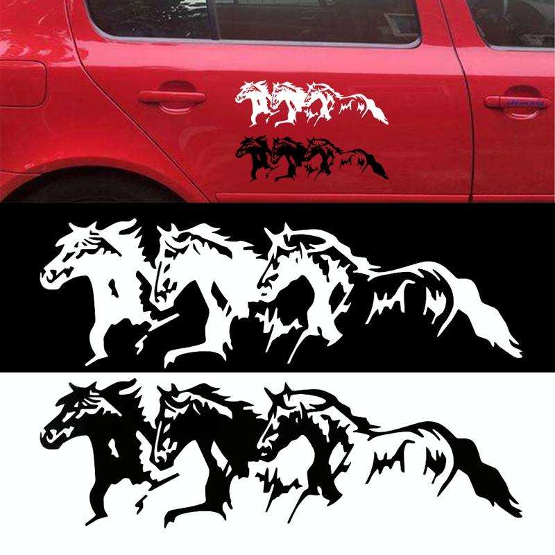 5PCS FGM-002 Carving Reflective Stickers Galloping Horse Car Body Sticker(White)